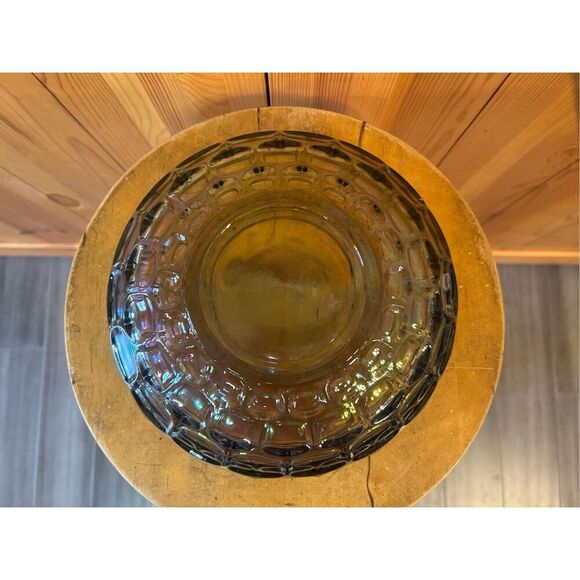 Federal CARNIVAL  GLASS  Iridescent Thumbprint  "Colonial Smoke" 9 3/8” Bowl Vtg - Picture 7 of 10